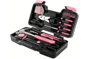 Bigingjia Pink DIY Tool Kit for Women – Hand Tools, Tool Set, and Tool box with Tools Included for Home&Office Repairs and Maintenance