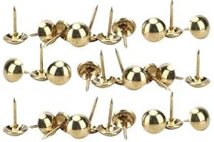 HEEPDD Punaises, 100pcs Punaise Murale épaissie Bulle de cuivre Clou en Laiton Antique Meubles de Fer en Laiton décoratif Dessin épingles Ronde Pouce punaises(d'or)