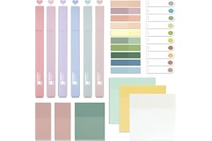 EVERTHJ 700 Transparente Haftnotizen with 6 Textmarker, Durchsichtige Transparent Sticky Notes, Pastell Highlighter Pen set No Bleed Dry Fast for Bibel Marker Notizzettel Book Annotating Tabs