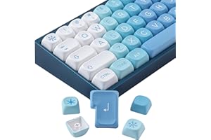 Sunzit Cute Custom Keycaps 140 Tasten PBT Keycap Set,MOA Profile Dye-Sub Blau Schneemonster Keycaps für Cherry MX Switches ISO/ANSI UK Layout Mechanical Gaming Keyboard