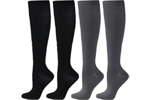 BONANGEL 4 Paia Calze a Compressione Graduata per Donna e Uomo da 15-20 mmHg Calzini Elastiche Estive per Infermiere, Sportivi, Medici, Ciclismo, Running e in Gravidanza, Viaggi in Aereo