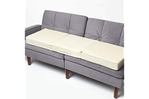 HOMESCAPES Coussin d’Assise pour canapé 3 Places, Coussin rehausseur déhoussable en Coton, Beige, 150 x 50 x 10 cm