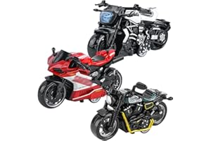SIEBOLD 3 Pezzi Moto per Bambini, Modello Pull Back, Simulazione Giocattolo per Feste e Regali di Compleanno (3 Stili)