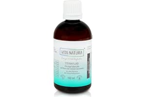 ‎VITA NATURA ENERGIE & WOHLBEFINDEN VITA NATURA Stevia-Fluid, Stevia flüssig, eine Portion nur 0,2 kcal, hochkonzentrierter, flüssiger Süßstoff aus der Stevia Pflanze, ohne Zucker, Deutsche Apothekenqualität, 100 ml Flasche mit Tropfer