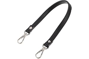 TENDYCOCO Adjustable PU Leather Bag Strap Short Silver Chain Handle Replacement for Handbags, Shoulder Bags, Clutches and More