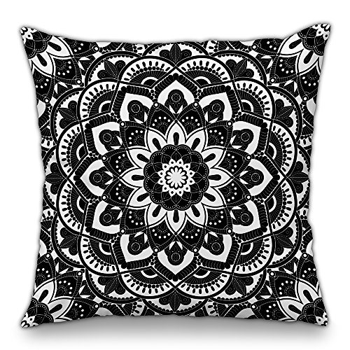 Moyun Black & White Mandala Throw Pillow Case Series Decorative Bohemian Hippie Cushion Cover Psyche