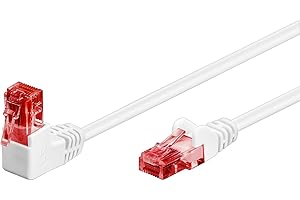 Goobay 51524 - Cavo patch CAT 6, spina a 90 gradi, cavo di rete, Ethernet, Playstation, Xbox, cavo LAN, DSL, U/UTP, RJ45, bianco, 3 metri
