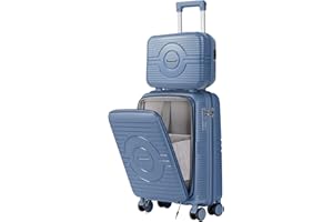 Artebeads Juego de 2 Maletas de Viaje Set, Equipaje de Mano Rígida Expandible Polipropileno con Ruedas Giratorias y Cierre de Combinación, Resistente y Duradero, Ligero(Azul Oscuro, XXS+S)