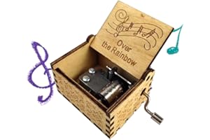 STOUCLA Holz-Spieluhr,Vintage Geschnitzte Handkurbel Spieluhr,Aus Holz Home Music Dekoration,Geschenke für Geburtstag Valentinstag (Over The Rainbow)