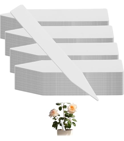 500 Étiquettes Jardin Plastique Blanc - 10x2cm - Imperméables + 2 Feutres