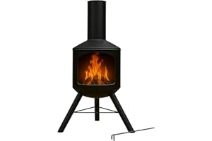 OTZ Fire Chiminea Log Burner for Outdoors Heater Firepit 120cm x 45cm x 45cm with Poker Wood Burner Garden Heater
