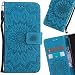 Produktbild LEMORRY Handyhülle für Huawei Honor 6X / Mate 9 Lite / GR5 2017 Case Leather Flip Wallet Pouch Slim Fit Bumper Protection Magnetic Strap Stand Card Slot Soft TPU Cover for Huawei Honor 6X, Blühen Blau