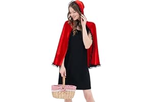 WELLCHY Capa con Capucha Roja, Disfraces de Carnaval Mujer, Disfraz Caperucita Roja, Disfraz Caperucita con Impresión 3D, Little Red Riding Hood Costume para Carnaval Navidad Fiesta Cosplay