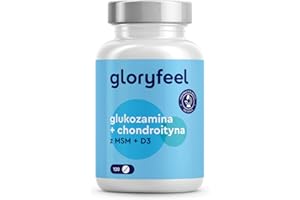 ‎GLORYFEEL Glukozamina + chondroityna - kompleks kostno-mięśniowy* z MSM, witaminą D, wapniem i kwasem hialuronowym - 120 tabletek - testowane laboratoryjnie i bez dodatków