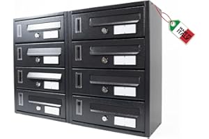 MOHOME Cassetta Postale Esterno Condominiale Antracite Componibile Modulare Orizzontale Ferro Pesante 8 Scompartimenti Dimensioni 60 x 17 x 42 cm Apertura Frontale Interno Doppia Chiave Sicurezza