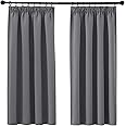PONY DANCE Pencil Pleat Blackout Curtains Grey Thermal Insulated Curtains 46x54 Inch Drapes for Bedroom, Kitchen, Short Window Curtains with Hooks for Track Rail, W46 X L54, 2 Panels