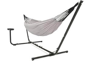 VITA5 Hamac avec Armature - Hamac d'extérieur pour 2 Personnes - pour Jardin et Balcon - Hamac Double avec Porte-gobelet - Hamac Portable - Charge maximale : 200 kg (Porte-gobelet Gris)