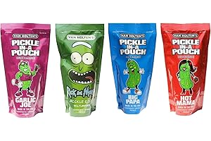 BUG'S PANTRY Van Holten's Pickle in a Pouch 4 Variety Pack | Hot Mama, Big Papa, Garlic Joe, Morty Rick| American Pickles