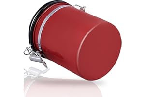 Bote para Café, EECOO Tarro de café 1.5L Bote Hermético de Acero Inoxidable Perfecto para Evitar la Oxidación del Café y la Aparición de Aromas Extraños, caucho sellado al vacío-Rojo