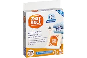 Zen'Sect - Anti-Mites - Textiles – 8 barquettes technologiques - Protection vêtements - Zéro larves et œufs - Aucun contact avec les vêtements - Ne tache pas - 0% Parfum - 100% Zen - Jusqu’à 6 mois
