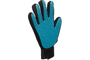TRIXIE Gant de soin du pelage pour chiens - stimule la circulation sanguine - élimine les poils détachés - également pour les animaux sensibles - noir/bleu - 16 x 24 cm - 23393