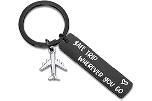 ENSIANTH Safe Trip Wherever You Go Keychain Safe Travels Keychain Flight Attendants Gift Pilot Jewelry Aviation Gift