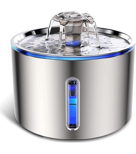 Fontaine à Eau Pour Chien Et Chat 7L - Acier Inoxydable - Pompe Silencieuse - Filtre Quadruple - Fenêtre De Niveau - Idéale Grandes Races Et Multi-animaux