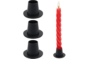 CAUTIOUS 4 Stück Kerzenständer Kerzenhalter Candle Holder Metall Kerzen Ständer für Spitzkerzen Retro Kerzenleuchter Matt Schwarz für Dinner ständer Hochzeit Vintage(5x5x3,4cm)