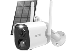 NETVUE Telecamera Wi-Fi Esterno Senza Fili Con Pannello Solare, Telecamera da Esterno a Batteria, Visione Notturna a Colori, Rilevamento Umano, Allarme Luce/Sonoro, Audio Bidirezionale, Impermeabile