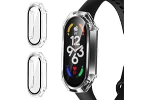 iVoler 2 Stück Klar Hülle für Xiaomi Smart Band 8 / Xiaomi Mi Band 8 mit Glas Displayschutz, Vollständige Abdeckung Hard PC Transparent Schutzhülle Ultradünne Durchsichtige Kratzfest Schutz Case