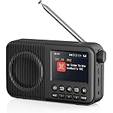 Arafuna DAB Radio, DAB Plus mit 2,4" Farbdisplay, FM Radio mit Bluetooth, Küchenradio mit 60 Voreinstellungen, wiederaufladba
