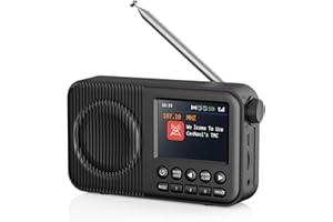 Arafuna DAB Radio, DAB Plus mit 2,4" Farbdisplay, FM Radio mit Bluetooth, Küchenradio mit 60 Voreinstellungen, wiederaufladbar, Dual Wecker, Schlaf-Timer, MicroSD/TF/AUX Anschluss, Schwarz