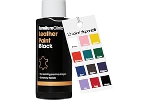 Furniture Clinic Leather Paint - Para pintar todos los cueros: zapatos, bolsos, ropa, etc. Flexible y duradero (negro, 50 ml)