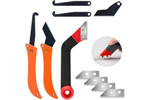 JIANGZHIB 10 sztuk skrobaków do fug, praktyczne usuwanie fug płytek, narzędzie do usuwania fug, kątowy środek do czyszczenia fug z 7 zapasowymi ostrzami do czyszczenia płytek, czyszczenia łazienki,