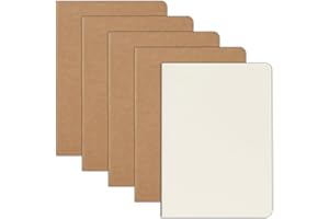 ZCZN A5 Plain Paper Notebooks - 5 Pack, 60 Pages Each, Kraft Cover Blank Notebook, Ideal for Writing, Drawing, and Sketching