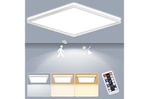 LEZOE LED Deckenleuchte mit Bewegungsmelder, 24W 2400LM Radar Sesor LED Deckenlampe Dimmbar, 3000K/4000K/6500K IP54 Sensorlampe Für Badezimmer, Garage, Treppen, Keller, Flur, Balkon, Diele 30x30x2.5cm