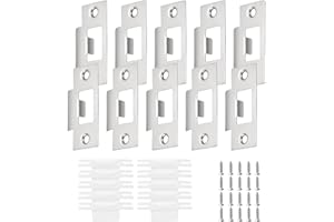FRESILKORA 10Sets Door Strike Plate [Upgraded Thicken] Stainless Steel with Dust Box & Screws, Heavy Duty Door Latch Plate with Box, Door Strike Plates for Internal Doors, Strike Plate for Indoor Locks