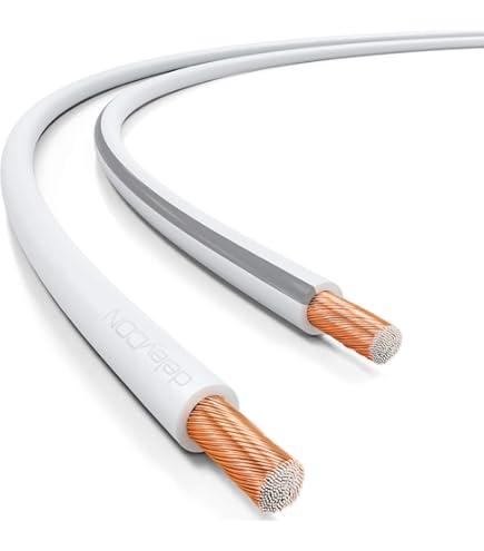 Cable Doble Línea Marcado Azul Negro Cable De Altavoces Lumonic 25 Metros - 2x0.5mm² CCA, Línea Doble Con Marcado Azul, Ideal Para Sistemas De Sonido Doméstico Cable Para Sistema Música