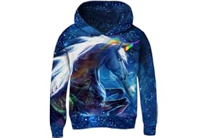 AIDEAONE Sweat à Capuche Garçon Filles Enfants Imprimé 3D en Molleton Pull Sweats À Capuche avec Grande Poche