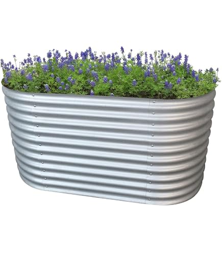 Garten-Hochbeet Aus Verzinktem Stahl – Oval, 160x80x81 Cm, Für Balkon & Garten