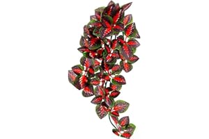 Yililay Home decoration and Artificial Plants Hanging Reptile Plant Climbing Simulation Bamboo Leaves for Bearded Dragons Lizards Terrarium Decor 12inch