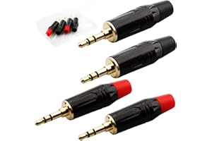 RUNCCI-YUN 4PCS enchufes estéreo de 3,5 mm, Conector de Cable de Audio DIY Tipo Soldadura de 1/8 ", Conector de reparación de Repuesto de 3,5 mm para Trabajo, Enchufe Macho estéreo de 3 Polos TRS
