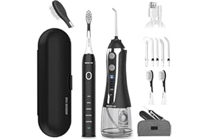 ‎ANSWER Y&M Munddusche Testsieger 2022, mit Elektrische Zahnbürste, 39000 VPN Schallzahnbürste, Ideal für Mundorthese, IPX7 Elektrische Zahnbürste Mit Munddusche