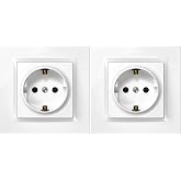 SIMON - Schuko Recessed Plug, Simon 10 Series, 250V, 16A, Flat and Fine Wall Plug, Easy to Install, Includes Frame, Lid and M