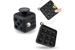Yeefunjoy 2Pcs Nero Fidget Toys Giocattolo per Le Dita Cubo, Pop Push It Portachiavi, Killing Time Anti-Stress Ansia Relief Giocattoli, Passare Il Tempo Ufficio in Aula Regalo per Bambini e Adulti