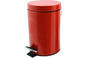 Harbour Housewares Bathroom Pedal Bin With Inner Bucket - 3 Litre Bin - Red Finish