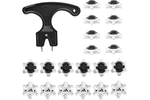 Wjelet Lot de 20 pointes de chaussures de golf de rechange avec 1 clé, style moderne, blanc et noir