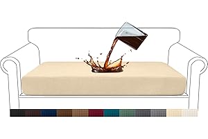 Granbest Premium Water-Repellent Sofa Seat Cushion Covers High Stretch Jacquard Fabric Couch Seat Slipcover Protector for 3 seater sofa (3 seater, Beige)