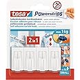 tesa Powerstrips Curtain Hooks - Self-Adhesive Curtain Hooks - Removable and Reusable - Up to 1 kg Load - 1 x 4 Pieces - White