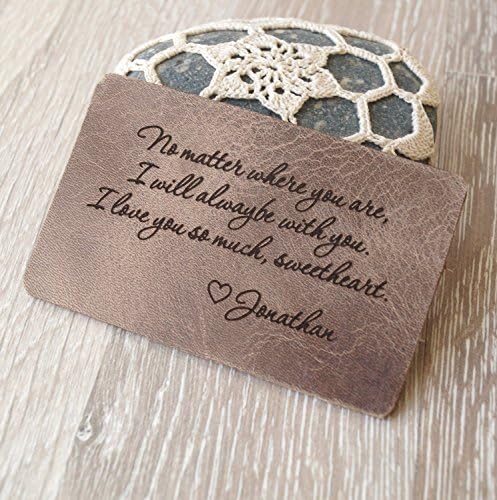 Custom engraved leather wallet insert, personalzed wallet insert card, leather anniversary gift, 3rd anniversary gift idea, your message